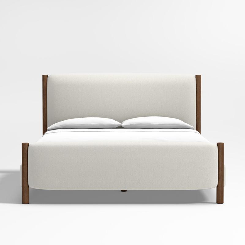 Goleta Bouclé Upholstered Solid Oak King Bed - image 0 of 11