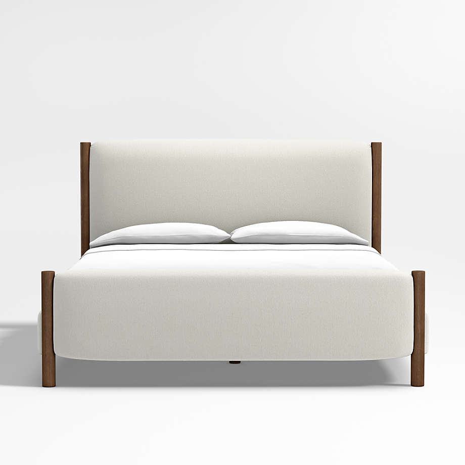 Goleta Bouclé Upholstered Solid Oak King Bed