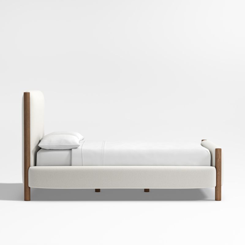 Goleta Bouclé Upholstered Solid Oak Queen Bed - image 4 of 9