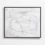 "Good Things" Framed White & Black Abstract Hand-Painted Wall Art 50"x60"