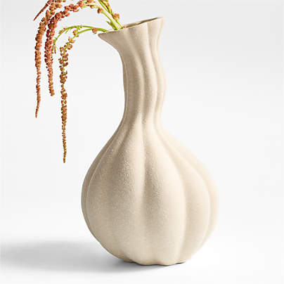 Gourdgeous Medium Cream Earthenware Vase 16"