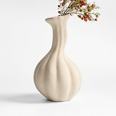 View Gourdgeous Small Cream Earthenware Vase 9.5" details