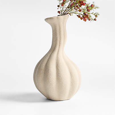 Gourdgeous Small Cream Earthenware Vase 9.5"