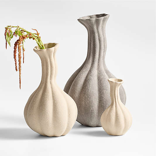 Gourdgeous Small Cream Earthenware Vase 9.5"