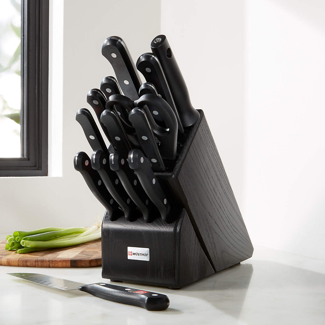 Wusthof Gourmet Stamped 16Piece Black Knife Block Set + Reviews
