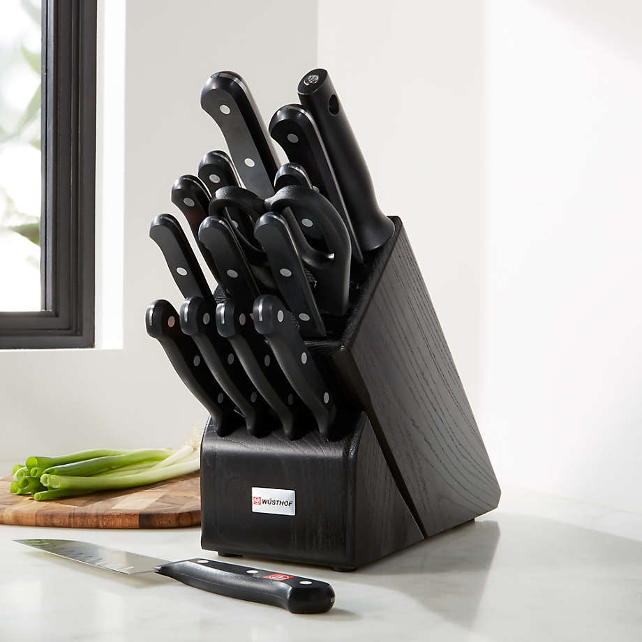 Wusthof Gourmet Stamped 16Piece Black Knife Block Set + Reviews