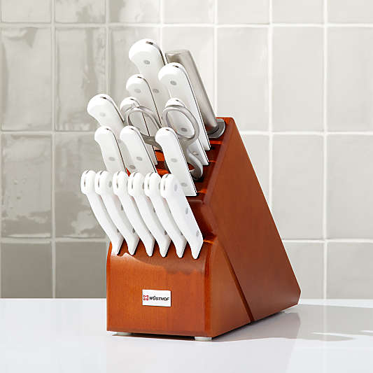 Wusthof ® Gourmet White 18-Piece Knife Set with Cherry Block