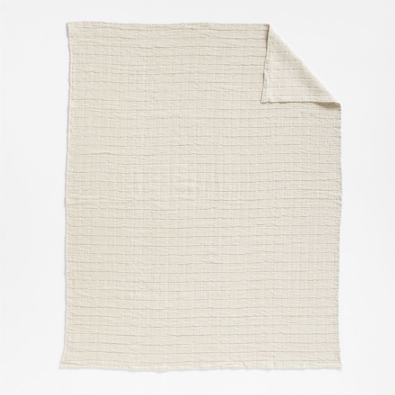 Grace Arctic Ivory Organic Linen Blend 70"x55" Throw Blanket