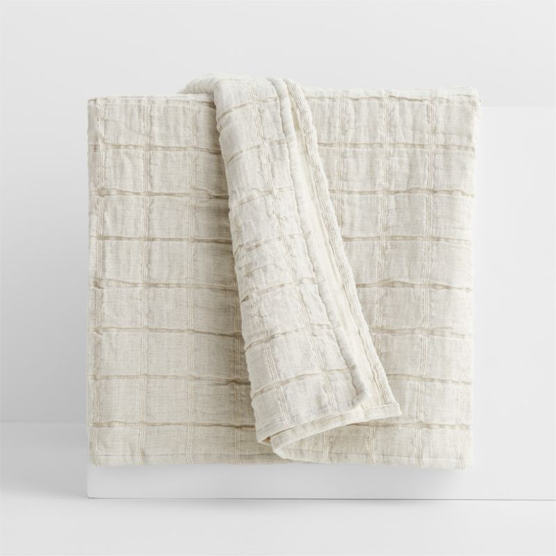 Grace Arctic Ivory Organic Linen Blend 70"x55" Throw Blanket