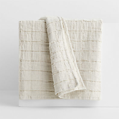 View Grace Arctic Ivory Organic Linen Blend 70"x55" Throw Blanket details