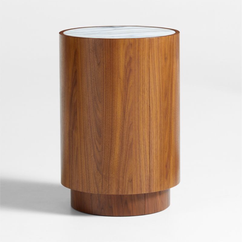 Gracia Walnut Wood and Marble Nightstand with Drawers - image 7 of 8