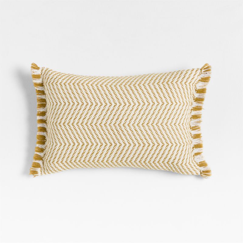 Gracinha Zigzag Fringe Organic Cotton 22"x15" Moroccan Ocher Throw Pillow with Down-Alternative Insert - image 0 of 5