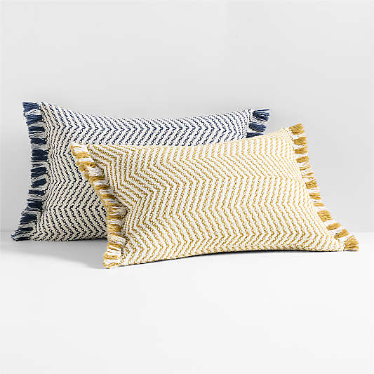 Gracinha Zigzag Fringe Organic Cotton 22"x15" Throw Pillows