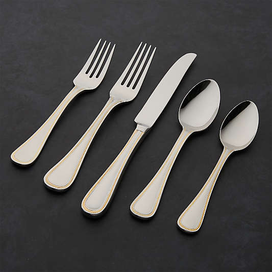 Grand Hotel Gold and Silver 5-Piece Flatware Place Setting