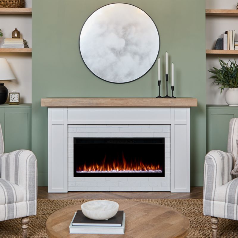 Grange White and Brown Wood with Landscape Smart Electric Fireplace 64" - image 2 of 10