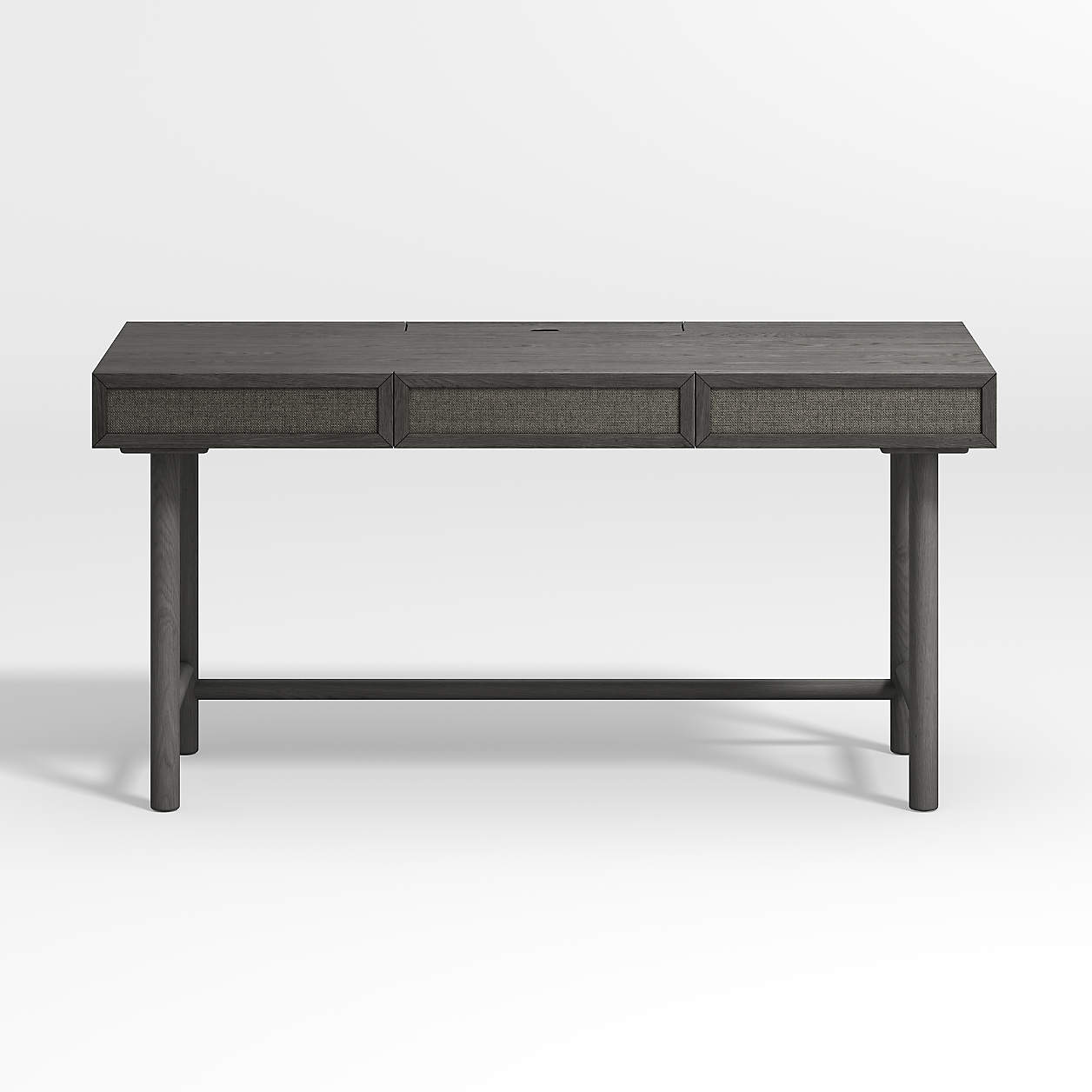 Emmer 60" Grasscloth & Charcoal Oak Desk with Outlet + Reviews Crate