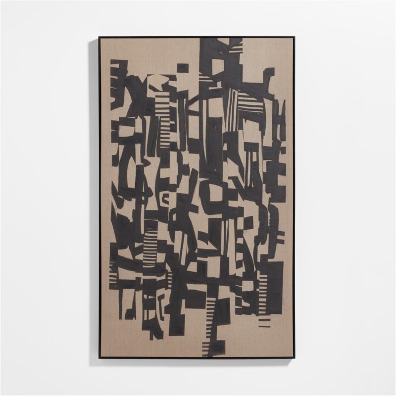 "Graphic Remix 1" Framed Black & Beige Abstract Wall Art Print 47"x77" by Lottie Anderson - image 3 of 6