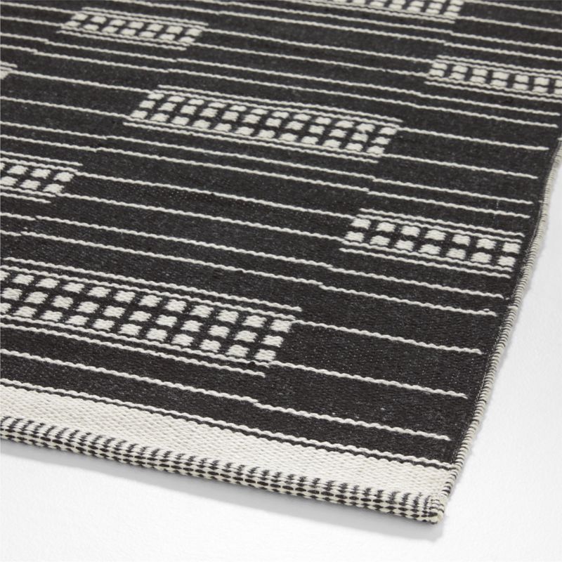 Graphic Stripe Black Handwoven Flatweave Kids Performance Area Rug 5'x8' - image 3 of 5