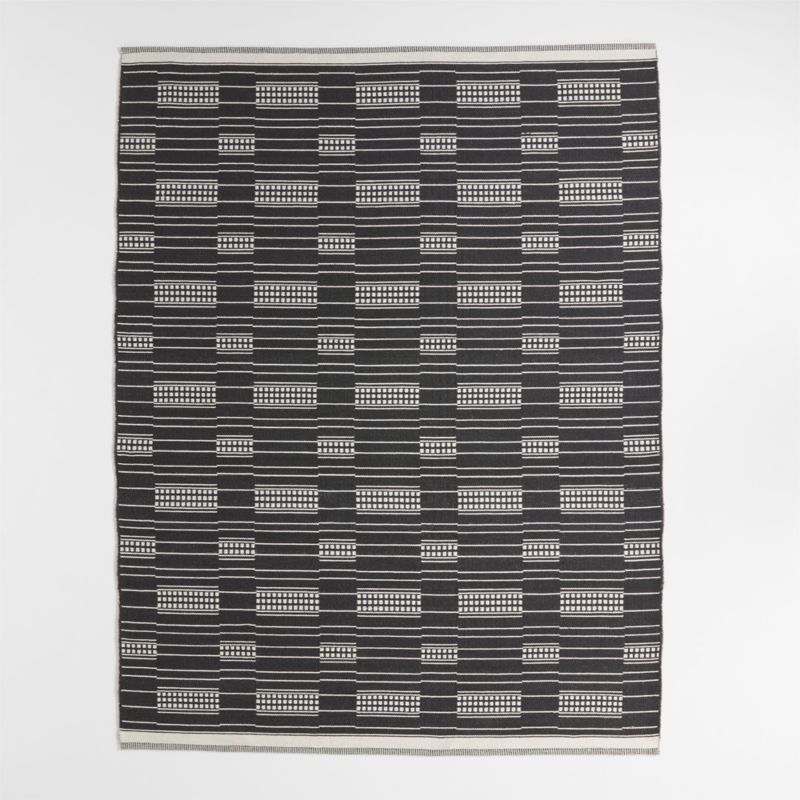 Graphic Stripe Black Handwoven Flatweave Kids Performance Area Rug 5'x8' - image 0 of 5