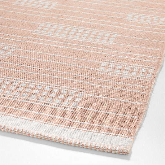 Graphic Stripe Elegant Pink Hand Woven Flatweave Kids Performance 12"x18" Rug Swatch