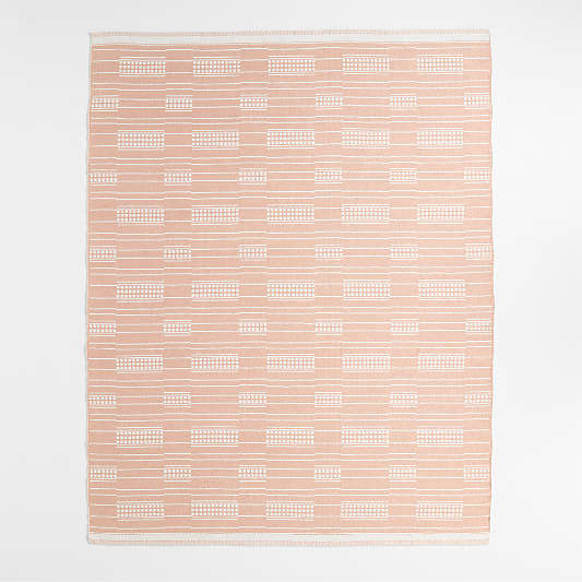 Graphic Stripe Elegant Pink Handwoven Flatweave Kids Performance Area Rug 5'x8'