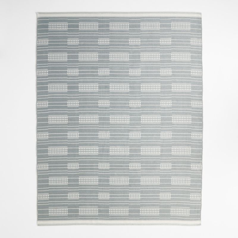 Graphic Stripe Mist Blue Handwoven Flatweave Kids Performance Area Rug 5'x8' - image 0 of 5