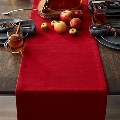 View Grasscloth 90" Ruby Red Table Runner details