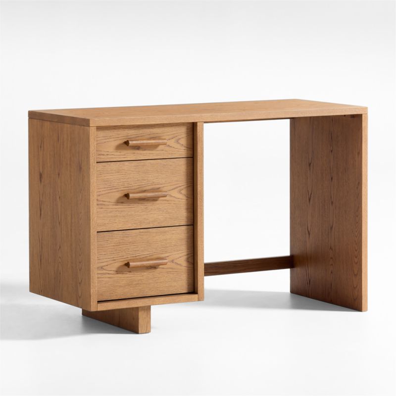 Grayson Medium Brown Oak Wood 3-Drawer Kids Desk - image 2 of 7