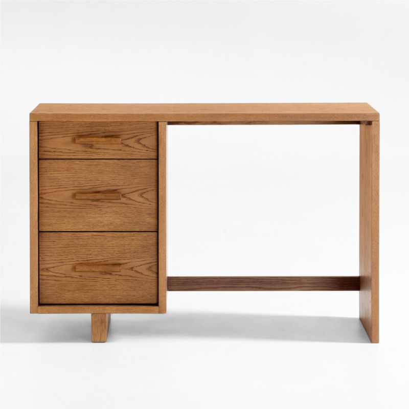 Grayson Medium Brown Oak Wood 3-Drawer Kids Desk - image 0 of 7