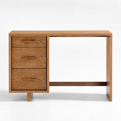 Grayson 45" Barley Brown Wood 3-Drawer Kids Desk