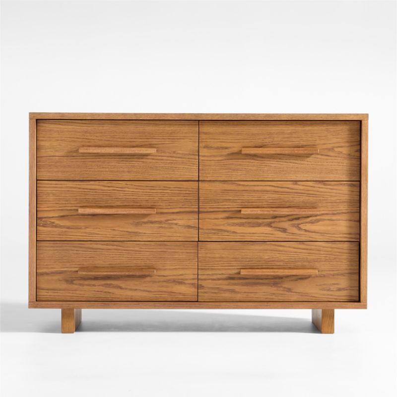 Grayson Medium Brown Oak Wood Wide 6-Drawer Kids Dresser - image 0 of 5