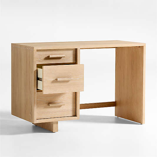 Grayson 45" Natural Oak Wood 3-Drawer Kids Desk