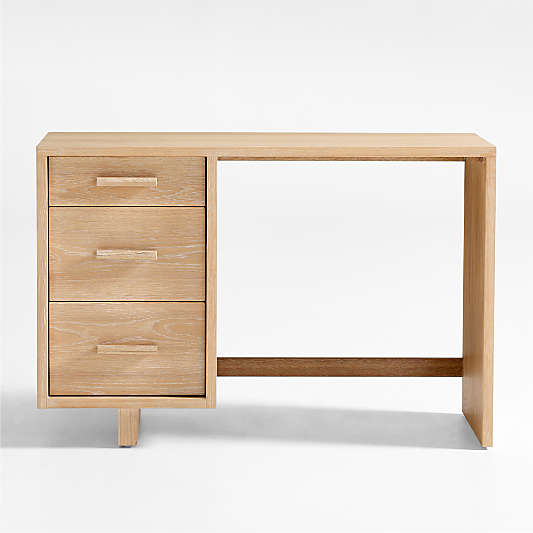 Grayson 45" Natural Oak Wood 3-Drawer Kids Desk