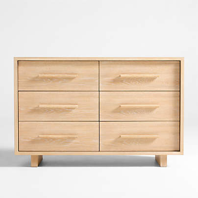 Grayson 52" Natural Oak Wood Wide 6-Drawer Kids Dresser