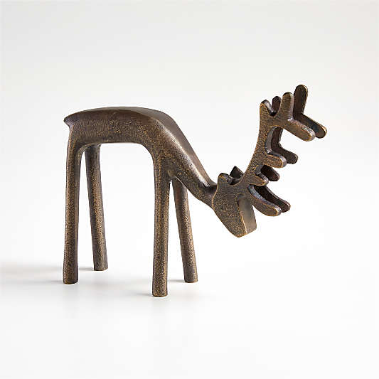 Brass 5" Grazing Reindeer Sculpture