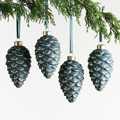 View Green & Brass Pinecone Christmas Tree Ornament, Set of 4 details