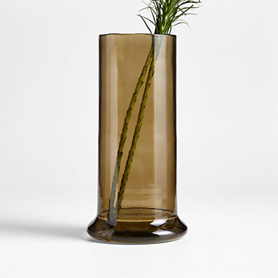 View Cleone Tall Green Glass Vase 12" details