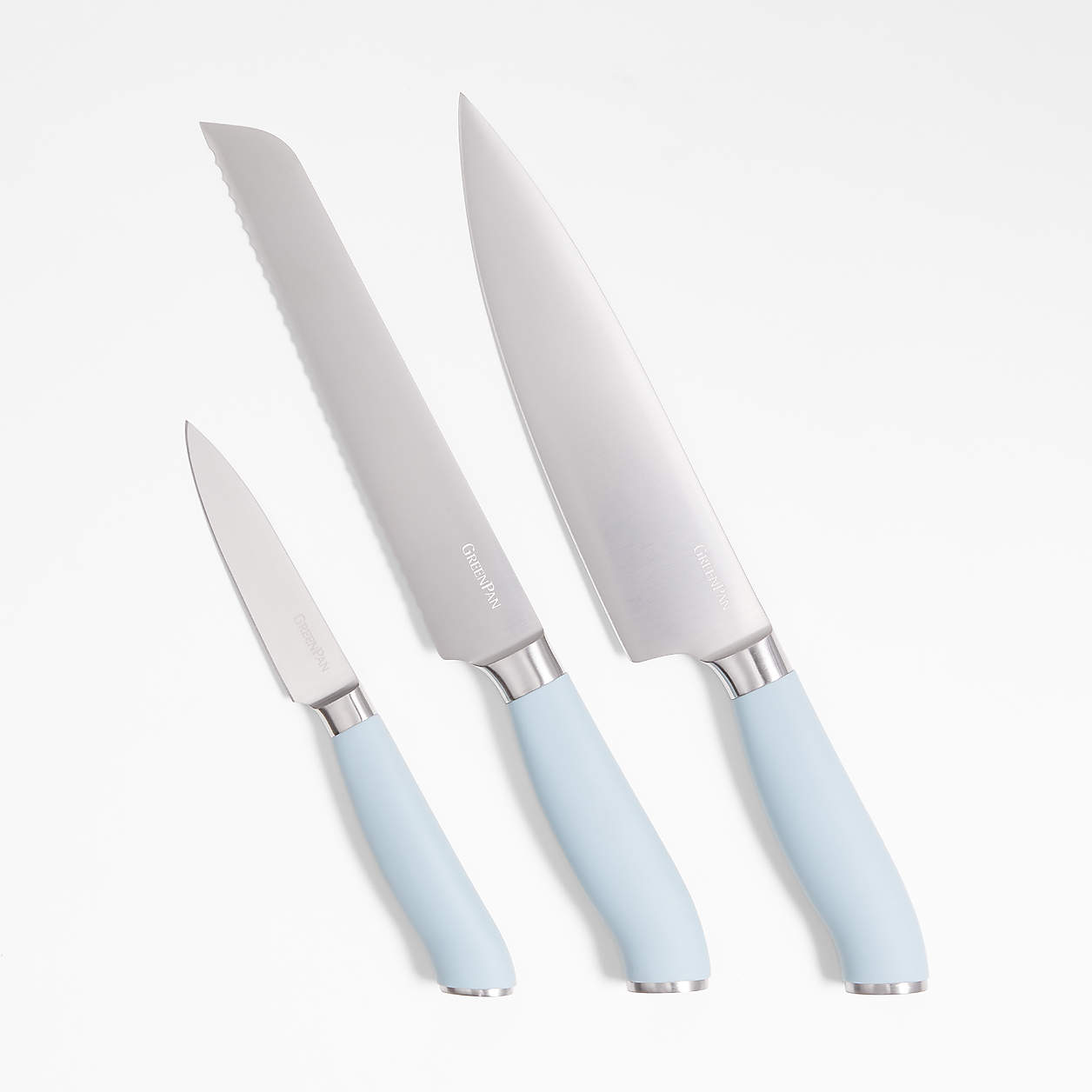 GreenPan Blue Haze 3Piece Titanium Knife Set + Reviews Crate & Barrel