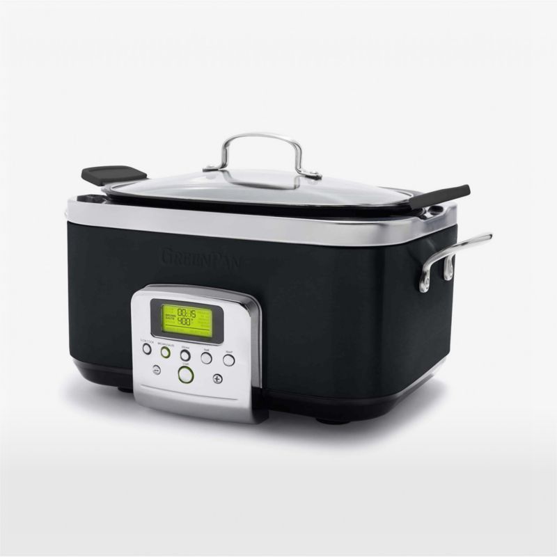 Extra-Large 10 Quart Slow Cooker with Metal Searing Pot & Transparent  Tempered G