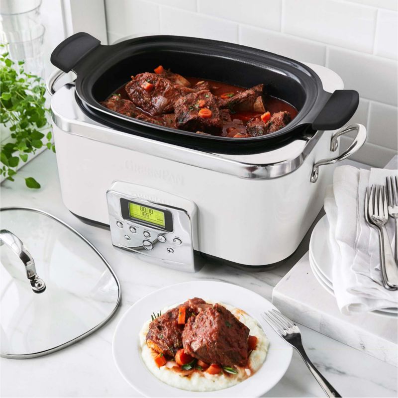 GreenPan Elite Cloud Cream Slow Cooker with Bonus Cookbook