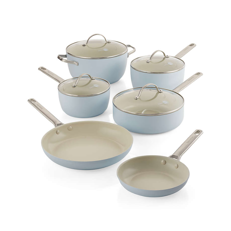 Padova Ceramic Nonstick 10-Piece Cookware Set, Light Blue