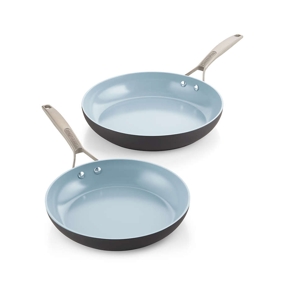 GreenPan Paris 2-Piece 10" and 12" Hard-Anodized Non-Stick Ceramic Fry Pan Set + Reviews | Crate & Barrel