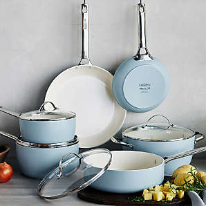 Padova Ceramic Nonstick 16-Piece Cookware Set | Light Blue