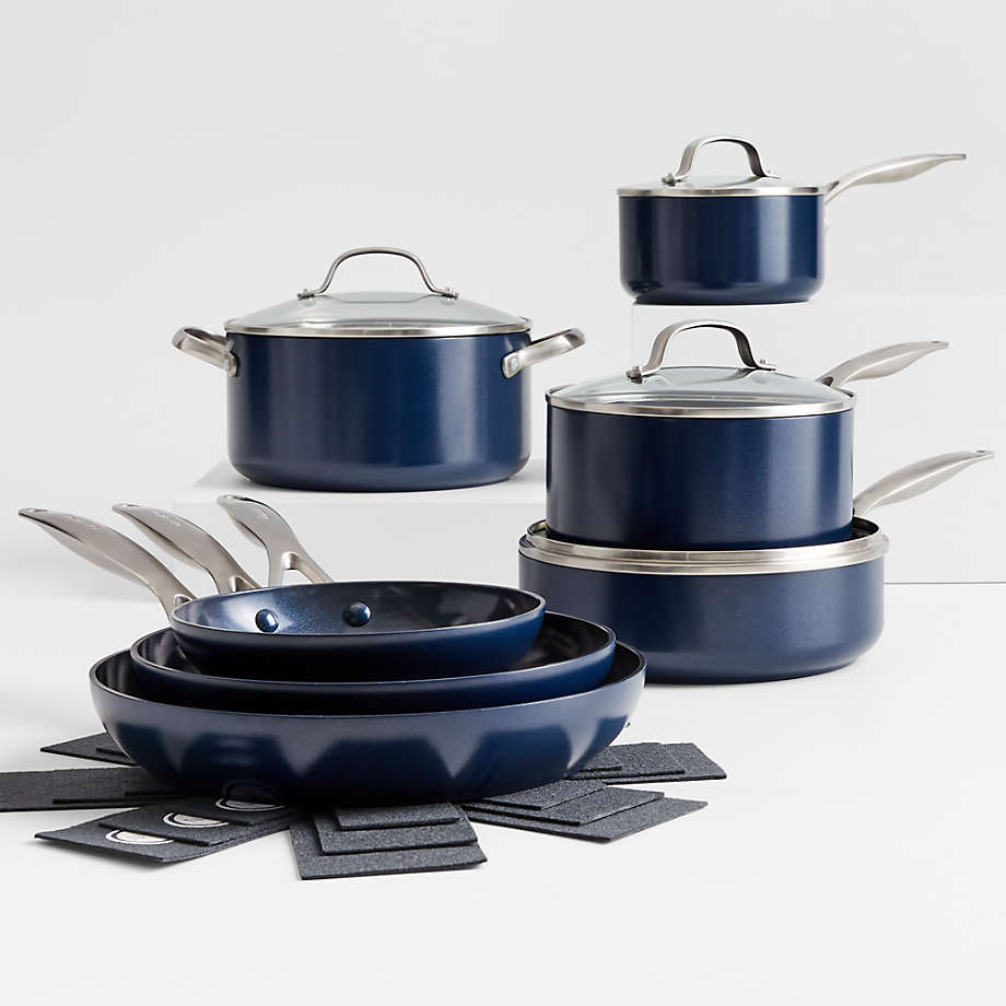 GreenPan Healthy Ceramic Nonstick Hudson Cookware Pots and Pans Set,  8-Piece, Brown/Black