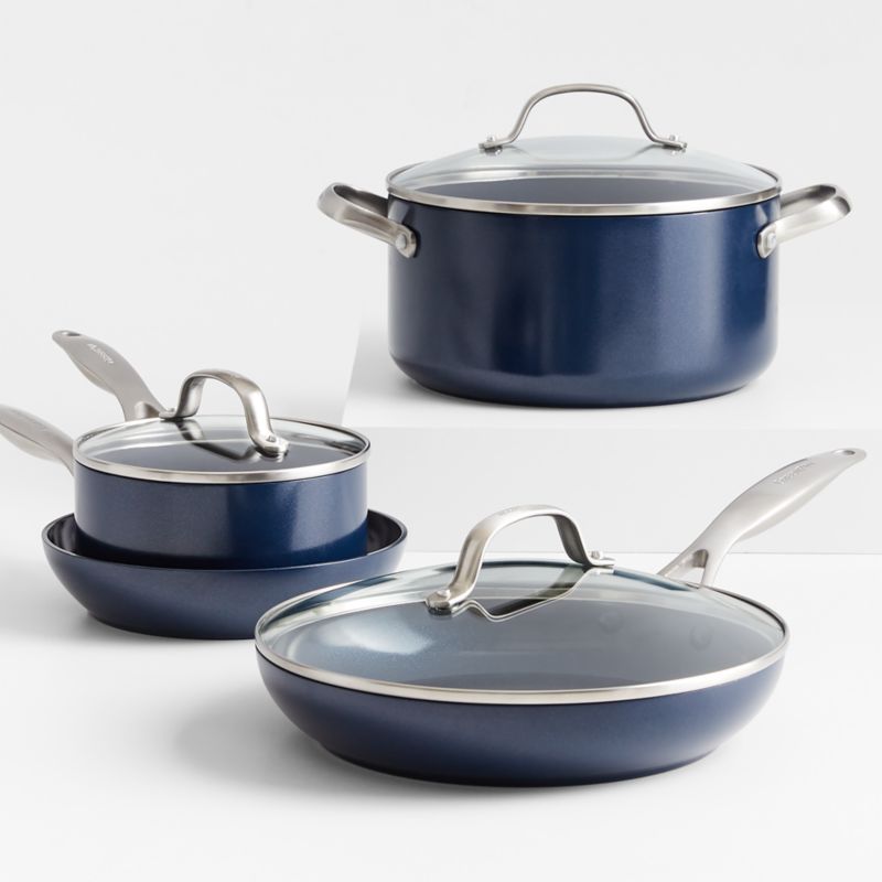 7pc Nonstick Ceramic Coated Aluminum Cookware Set Blue - Figmint™