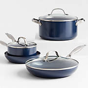 Caraway Home 7-Piece Sapphire Blue Ceramic Non-Stick Cookware Set with Gold  Hardware + Reviews