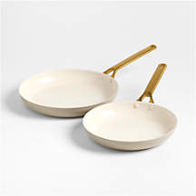 GreenPan Reserve Pro Macadamia Ceramic Non-Stick 10" and 12" Fry Pans Set + Reviews | Crate & Barrel