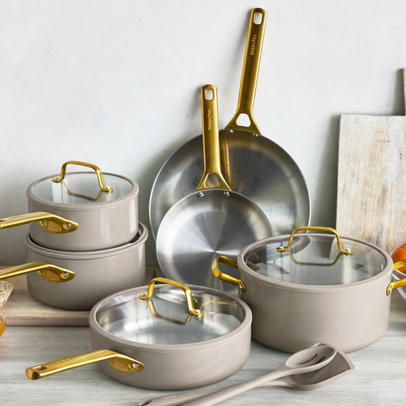 GreenPan™ Reserve Pro Macadamia 10-Piece Stainless Steel Cookware Set with Bonus Tools - image 1 of 8