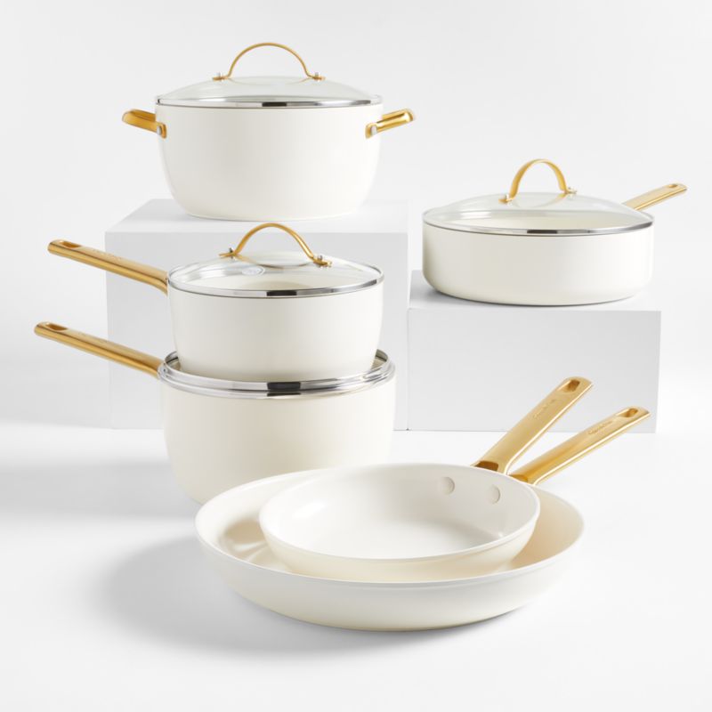 GreenPan Reserve Cream 10 Piece Ceramic Non Stick Cookware Set   GreenPanRsrv10pcCreamSSF23