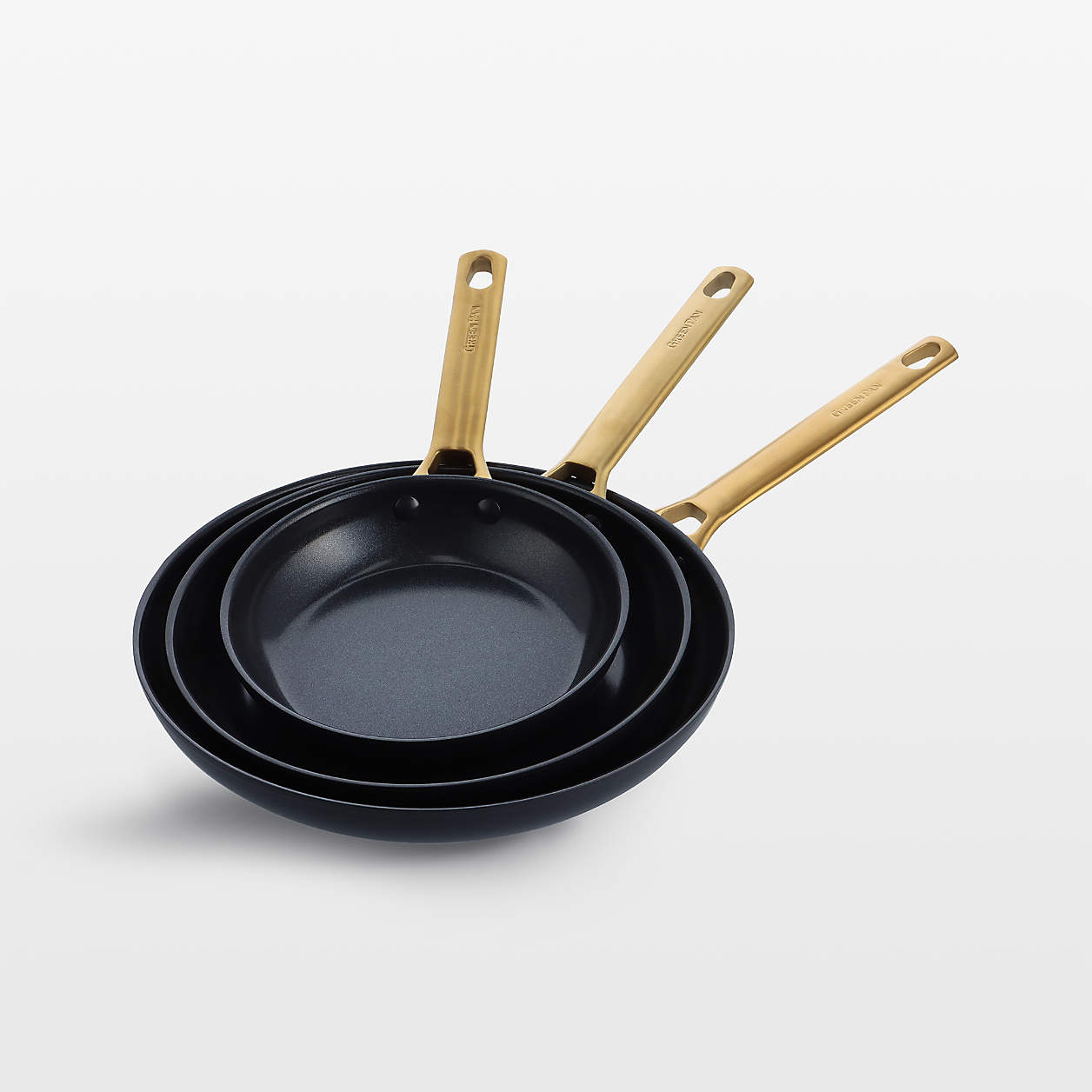 GreenPan Reserve Black Frying Pans, Set of 3 Crate & Barrel